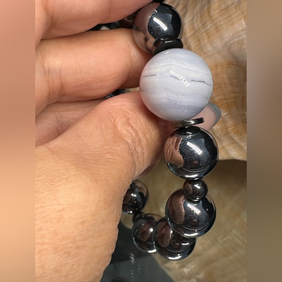 (JOYHANNAH) TERAHERTZ + CHALCEDONY NATURAL STONES  BRACELET size 7” - Picture 11 of 11